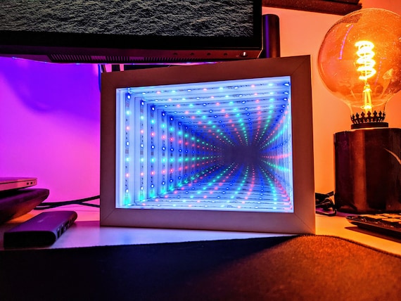 Infinity Mirror 3D Printed LED Desktop Light Box Illusion Etsy UK