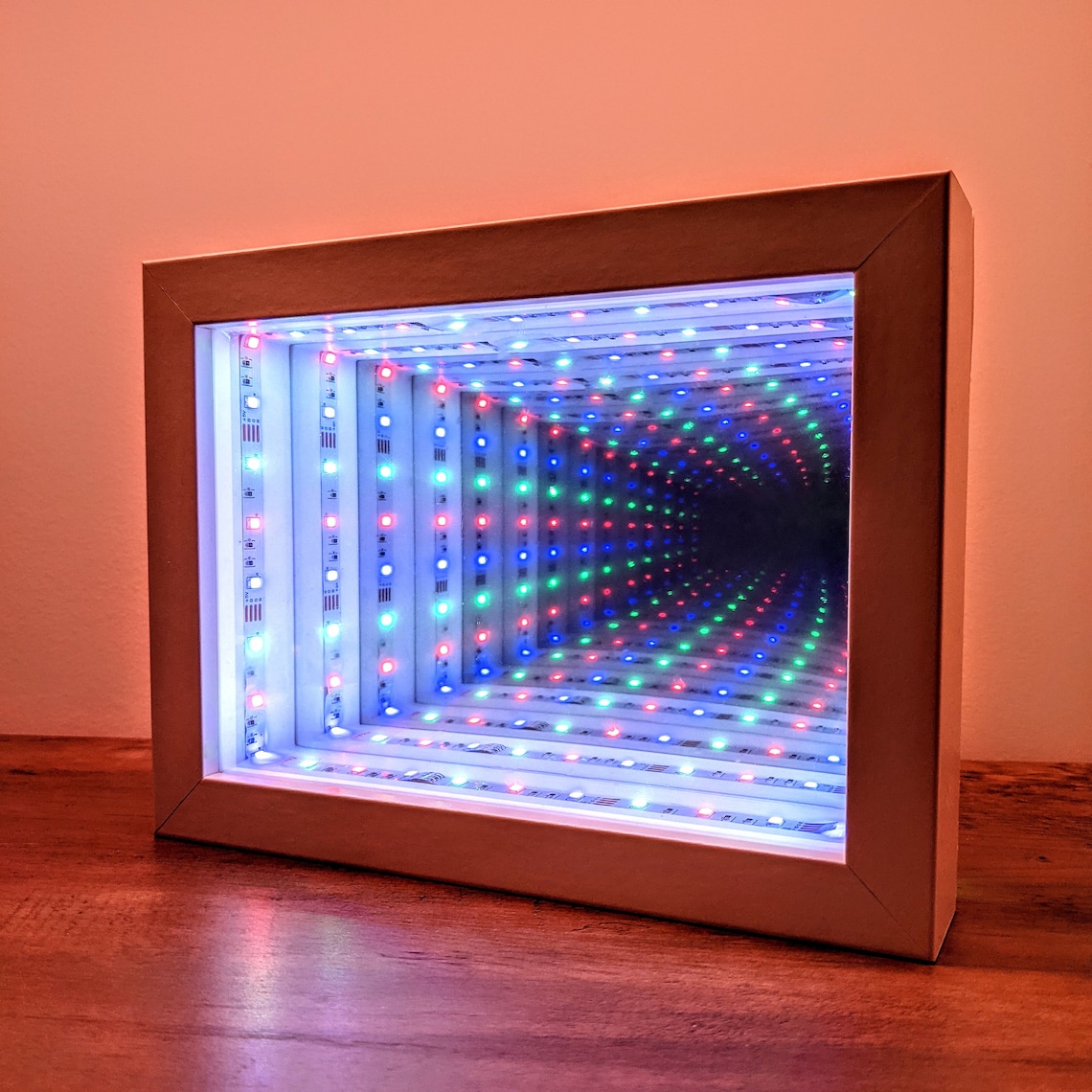 Infinity Mirror 3D Printed LED Desktop Light Box Illusion Etsy Canada