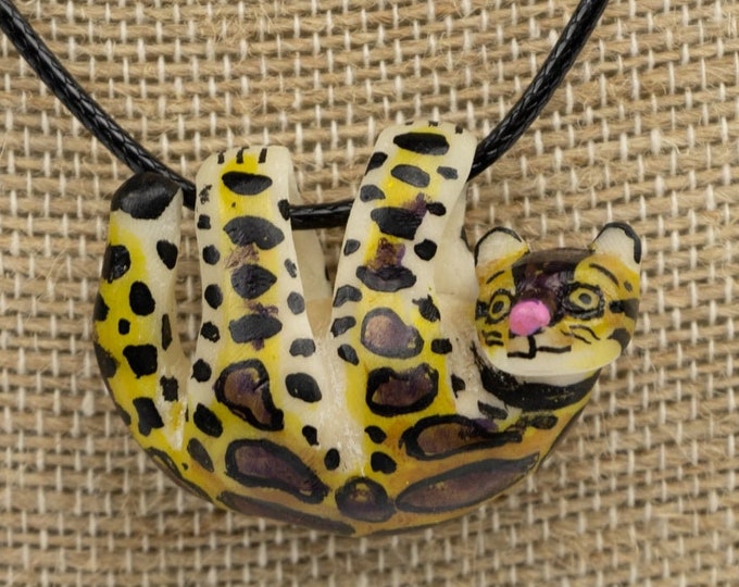 Jaguar Necklace Handmade Jewelry By Indigenous Artisans. Animal Jewelry, Tagua Jewelry, Panther Necklace, Cat Jewelry