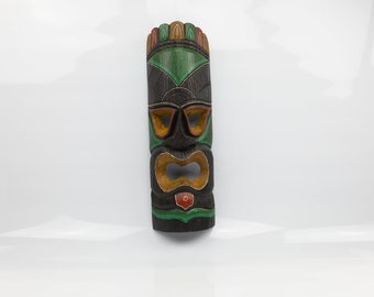 Vintage Tiki Polynesian Mask, Polynesian Tiki Mask, Wooden Mask, Polynesian Wall Art, Tiki Art, Polynesian Art, Polynesian Masks, Tiki Mask