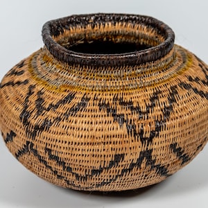 Panama Rainforest Basket, Southwest Design, Handwoven Wounaan Embera Geometric Weave, Tribal Southwest Motif, Darien, Natural Fiber Artwork
