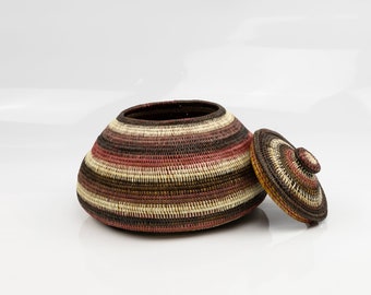 Wounaan Indiase handgeweven klassieke bijenkorf Panama mand met bovenblad, mand wanddecoratie, decormand, opbergmand, boho manden