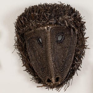 Brown Baboon Monkey Mask, Embera Tribal Wall Art, Handwoven Natural Fiber Face, Jungle Animal Decor, Ethical Indigenous Panama, Rainforest