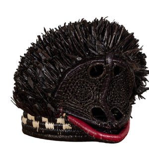 Yucatán Black Howler Monkey Mask, Embera Tribal Wall Art, Handwoven Natural Fiber Face, Jungle Animal Decor, Ethical Indigenous Craft Panama