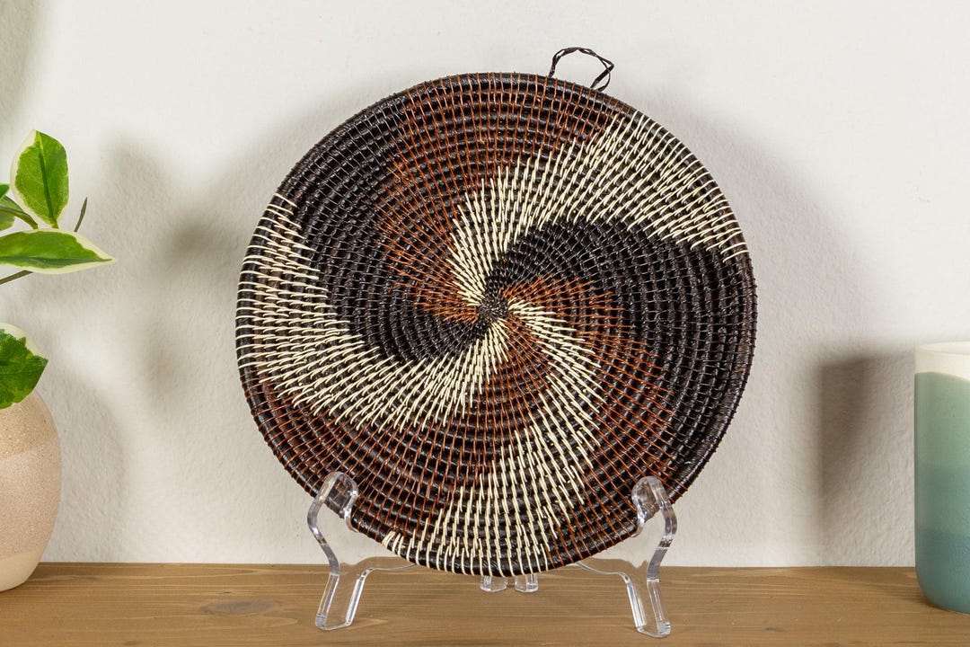 Tropical Mud Spiral Handwoven Basket Plate - Sustainable Ethnic Decor ...
