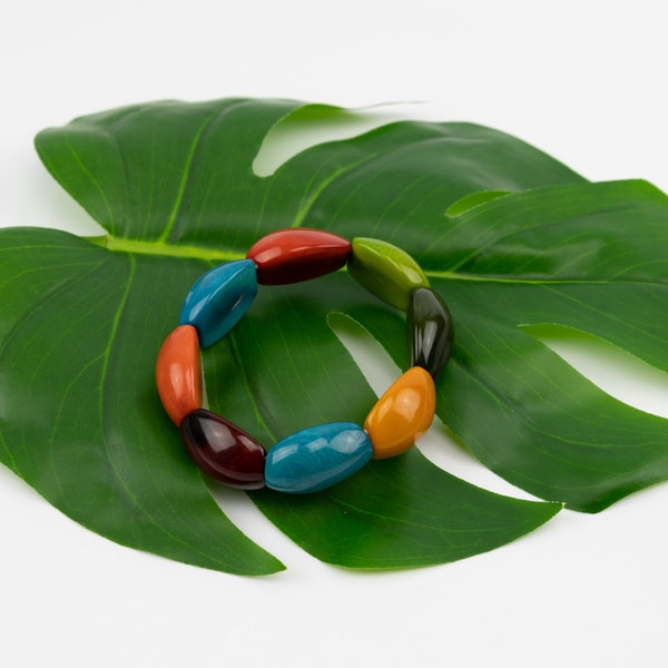 Tagua Bracelet Hand Made Rainbow Tagua Nut Bracelet Ecuador