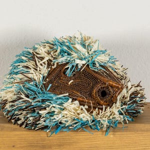 Brown-Mantled Tamarin Mask – Woven Animal Head Wall Art from Panama, Tribal Jungle Decor, Natural Fiber Monkey Sculpture for Boho Homes