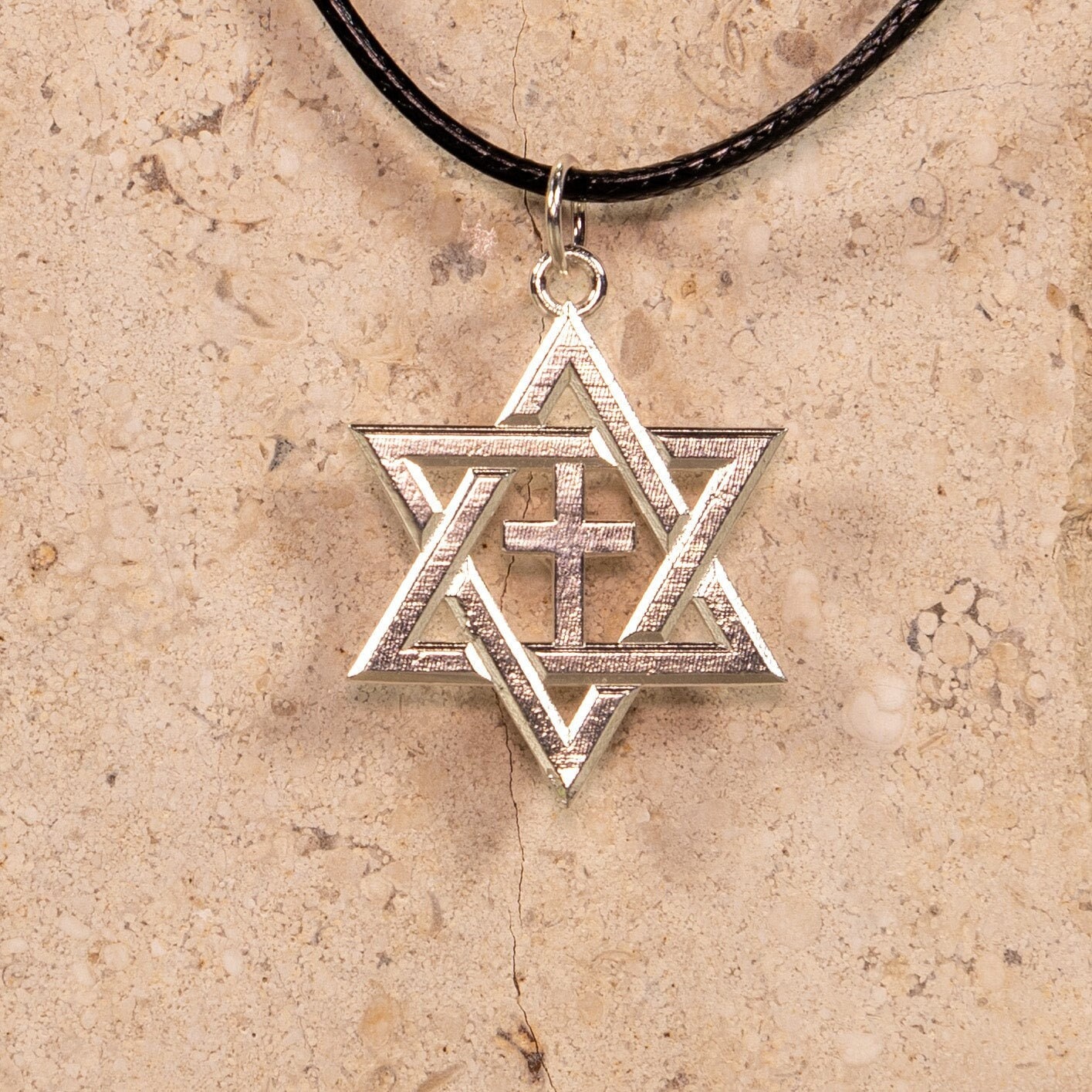 Navy Blue Star of David Necklace Interlaced Crystal Necklace Navy Blue Star of David Necklace Interlaced Crystal Necklace