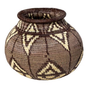 Panama Rainforest Basket, Black Gray White Diamond, Handwoven Wounaan Embera Geometric, Original Folk Art, Darien, Natural Fiber Wall Art