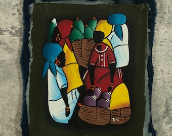Amazing Vintage Haitian Painting Signed Pierre , Haiti Hand