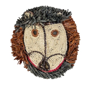Hamadryas Baboon Monkey Mask, Embera Tribal Wall Art, Handwoven Natural Fiber Face Jungle Animal Decor, Ethical Indigenous Panama Rainforest