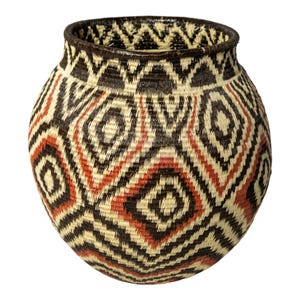 Panama Rainforest Basket, Diamond Delight, Handwoven Wounaan Embera Geometric Weave, Original Folk Art, Darien, Natural Fiber Artwork