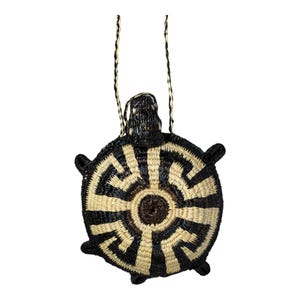 Cesta de la selva de Panamá, bolso de tortuga, tejido a mano Wounaan Embera Wildlife Weave, diseño de caparazón de tortuga, Darien, cuenco de fibra natural