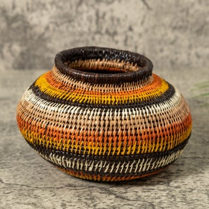 Rings of Fire Rainforest Basket – Handmade Panama Woven Art with Tribal Design, Natural Chunga Palm Fiber, Jungle Boho Wall or Table Decor