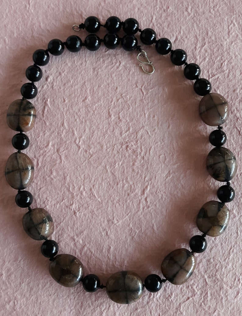 Classic Onyx and Art Beads with Sterling Silver Clasp