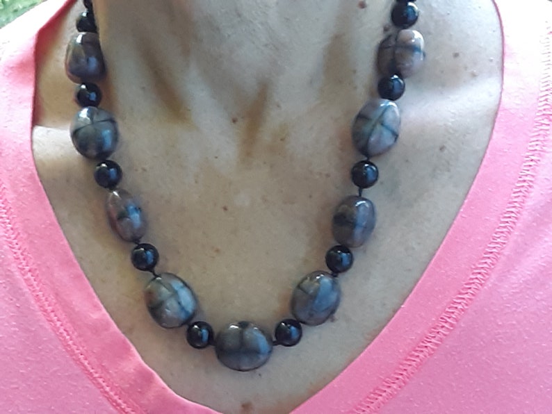 Classic Onyx and Art Beads with Sterling Silver Clasp