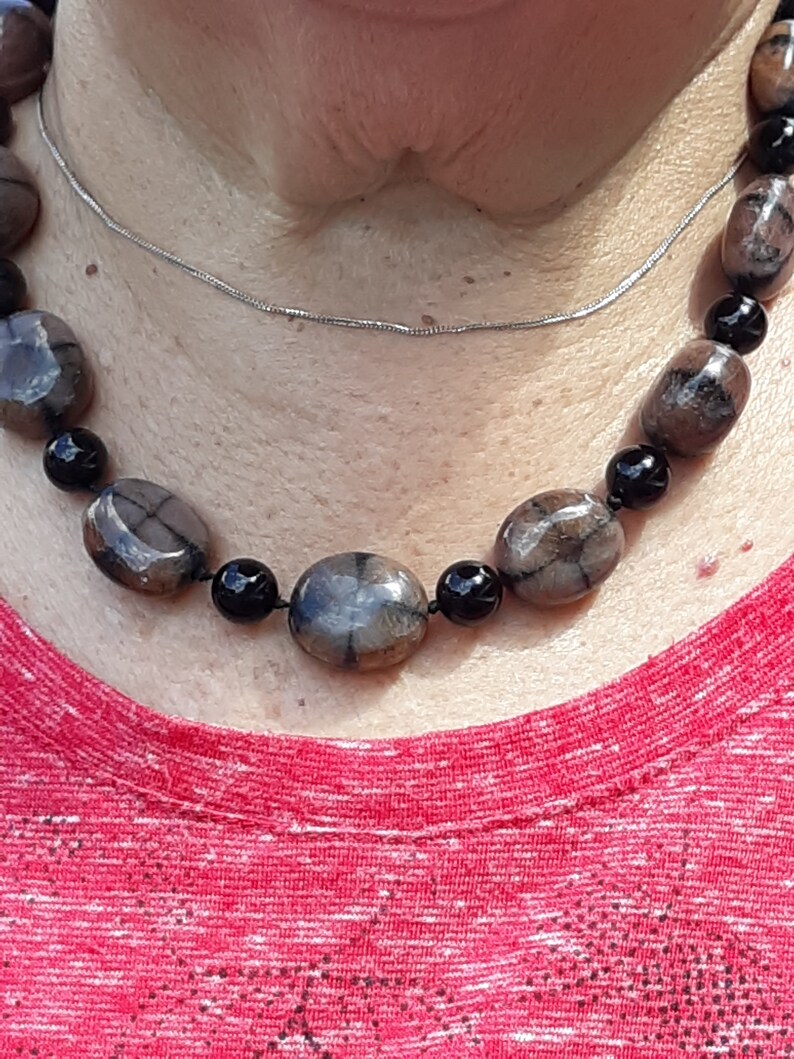Classic Onyx and Art Beads with Sterling Silver Clasp
