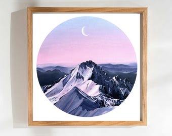 Snowdrift Mountain Square Art Print, High Quality Matte Large Wall Art Print, Acrylic Painting Print, Wall Decor