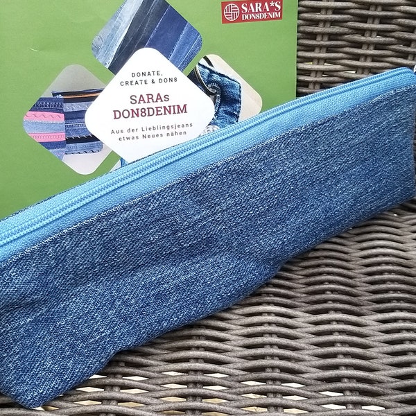 BOXY BAG  aus Jeans, nachhaltig upcycling Denim Reisverschluss  Stiftemäppchen