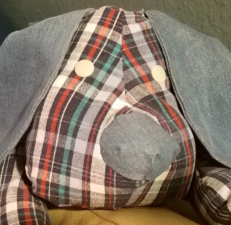 Gosedjurshund av återvunnen tröja - Söt liten hund av återvunnen tröja och jeans - Minneshund bild 4