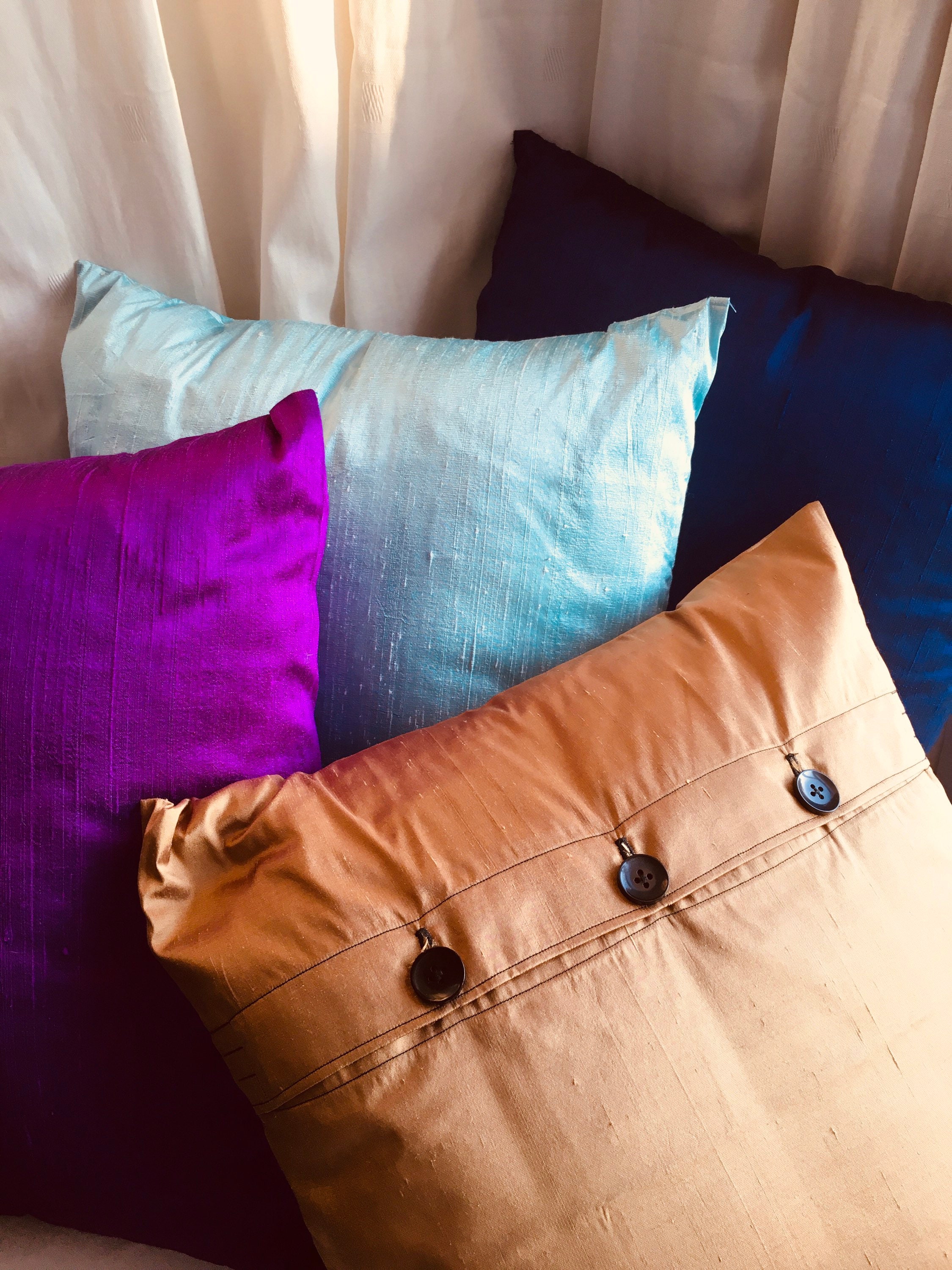 Silk Cushion Covers. Approx 42cm X 42cm. 100 Dupion Silk in Etsy UK