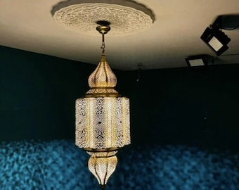 Exquisite Moroccan Brass and Copper Pendant Light – Handmade Lamp for Unique and Personalized Gifts