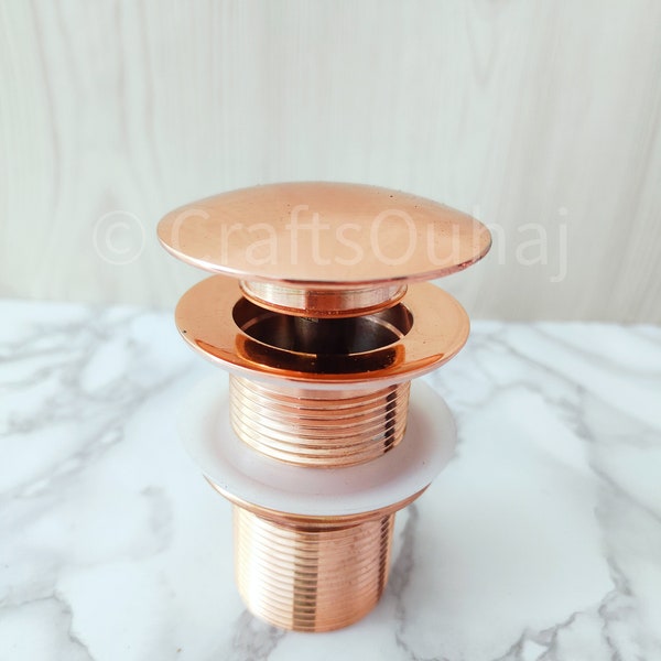 Unlacquered Copper sink drain, Solid Copper Drain, Pop Up Drain