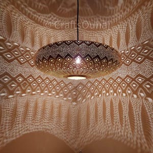 Moroccan Pendant Light,  Handmade Brass Ceiling Lamp, Boho Shadow Lighting, Hanging Lamp, Ethnic Home Decor