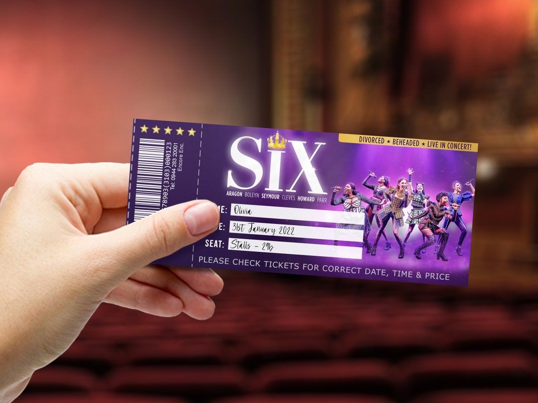 SIX Musical Printable Ticket Surprise Broadway West End Gift Ticket