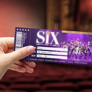 SIX Musical Printable Ticket - Surprise Broadway West End Gift Ticket - Editable Personalised Theatre - Pdf Instant Download