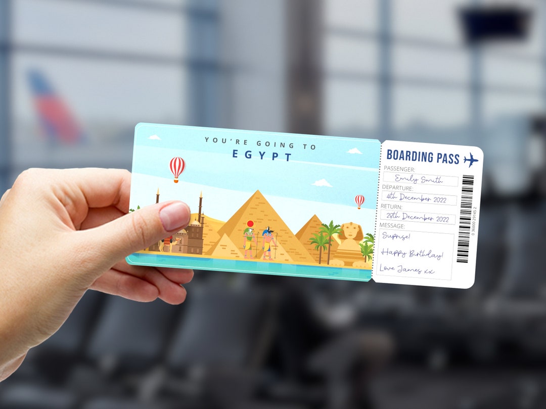 EGYPT Printable Boarding Pass CAIRO Travel Trip Surprise Gift Ticket