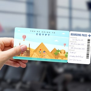 EGYPT Printable Boarding Pass - CAIRO Travel Trip - Surprise Gift Ticket - Editable Personalised Gift - PDF Instant Download