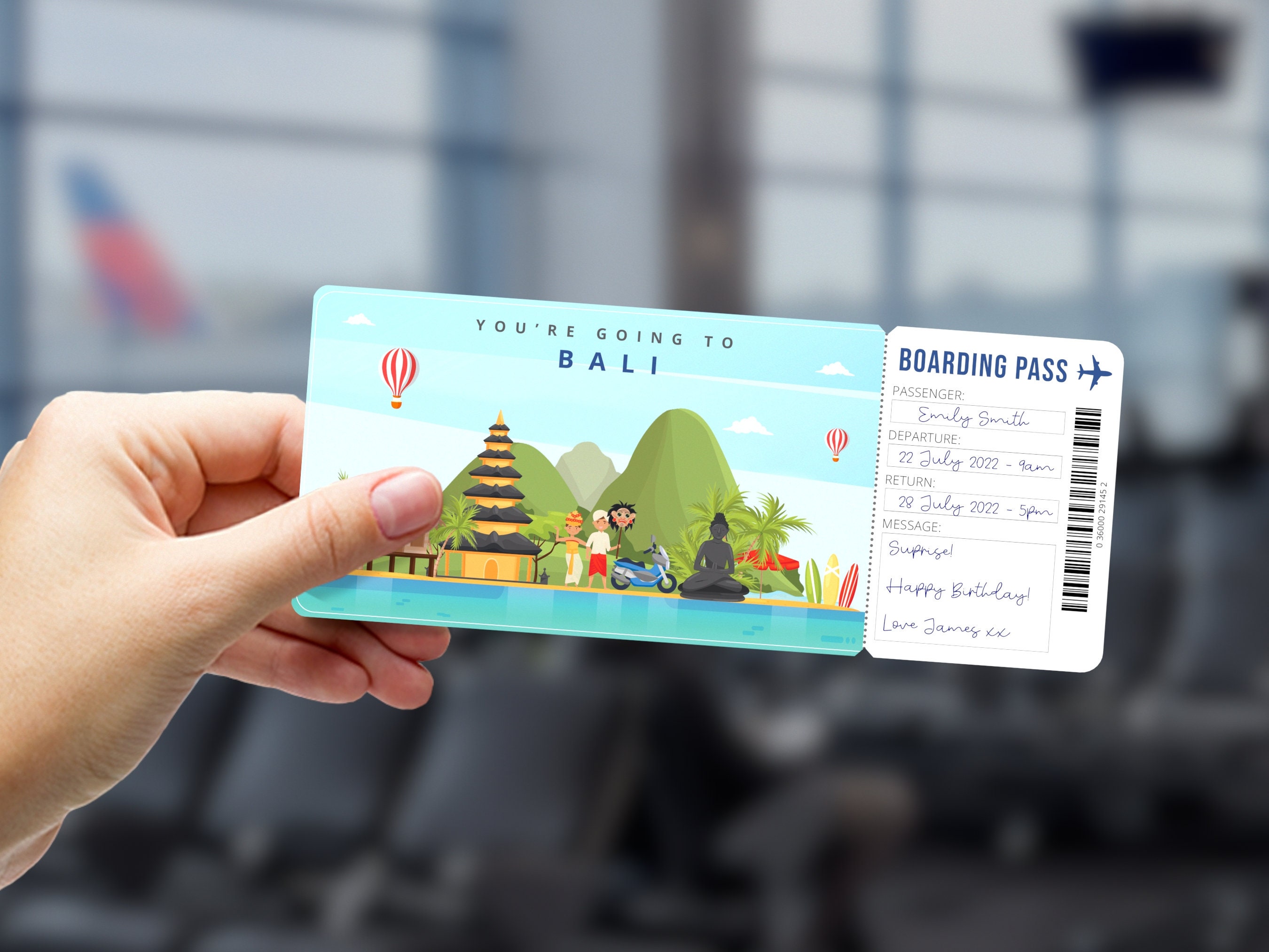 BALI INDONESIA Surprise Gift Ticket Trip to Bali Printable Etsy