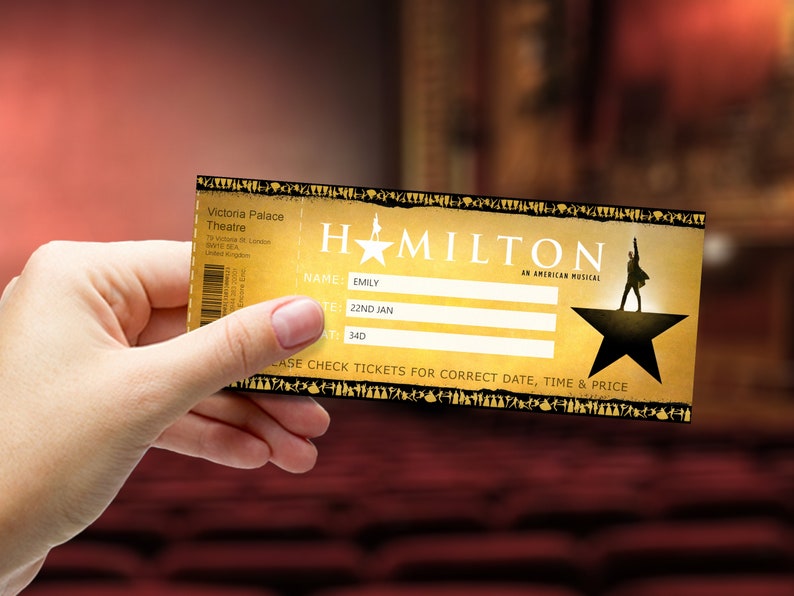 HAMILTON THEATRE TICKET Printable West End Gift Ticket Etsy