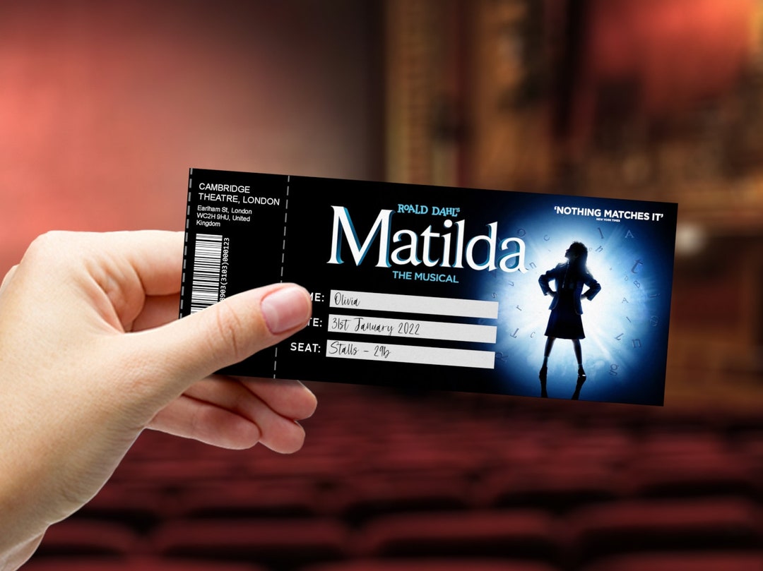 MATILDA Printable Broadway Gift Ticket Roald Dahl West End Editable Personalized Musical Theater