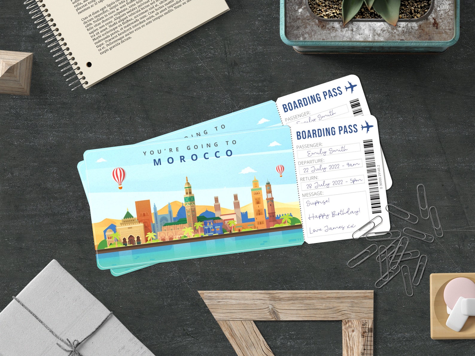MOROCCO Holiday Surprise Gift Ticket Printable Boarding Pass - Etsy
