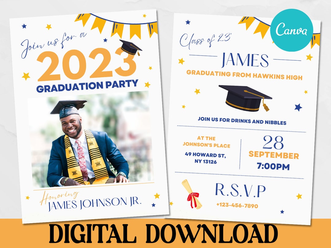 Graduation Party Invitation Template With Custom Photo Etsy Graduation Party Invitation Template With Custom Photo Etsy