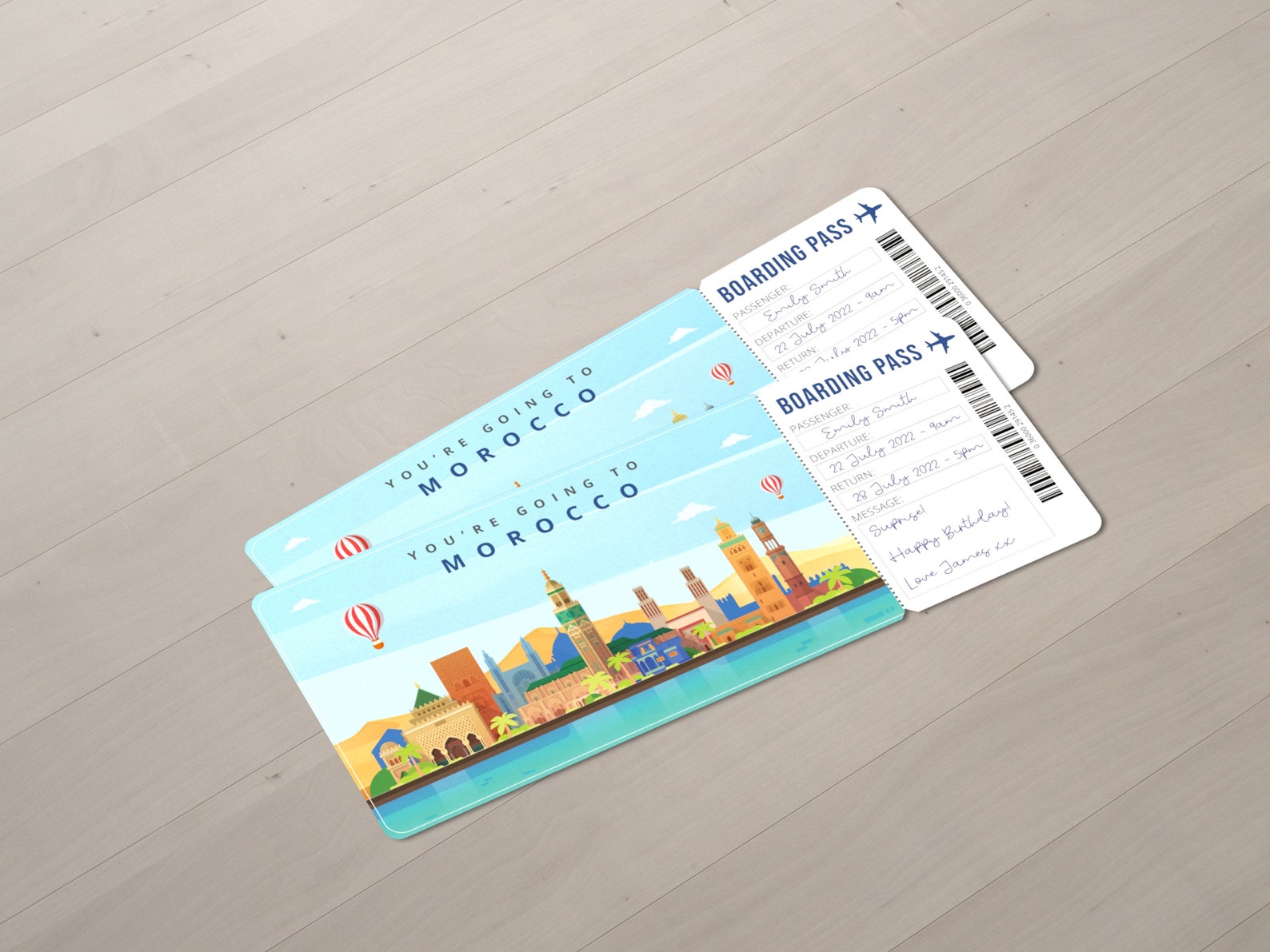 MOROCCO Holiday Surprise Gift Ticket Printable Boarding Pass | Etsy
