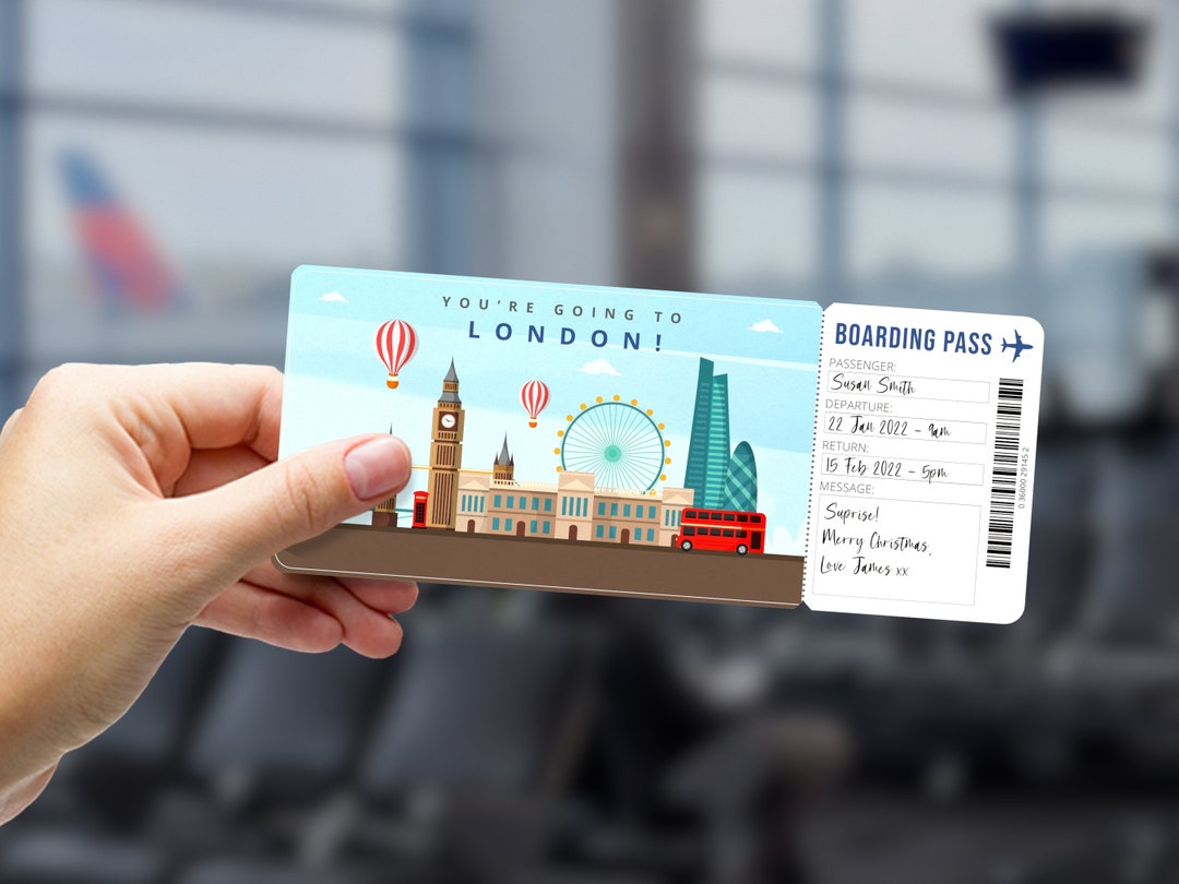 LONDON ENGLAND Surprise Gift Ticket You're Going to London Printable