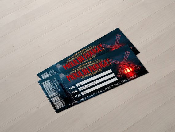 Moulin Rouge Ticket Printable Surprise Gift Reveal -  Israel
