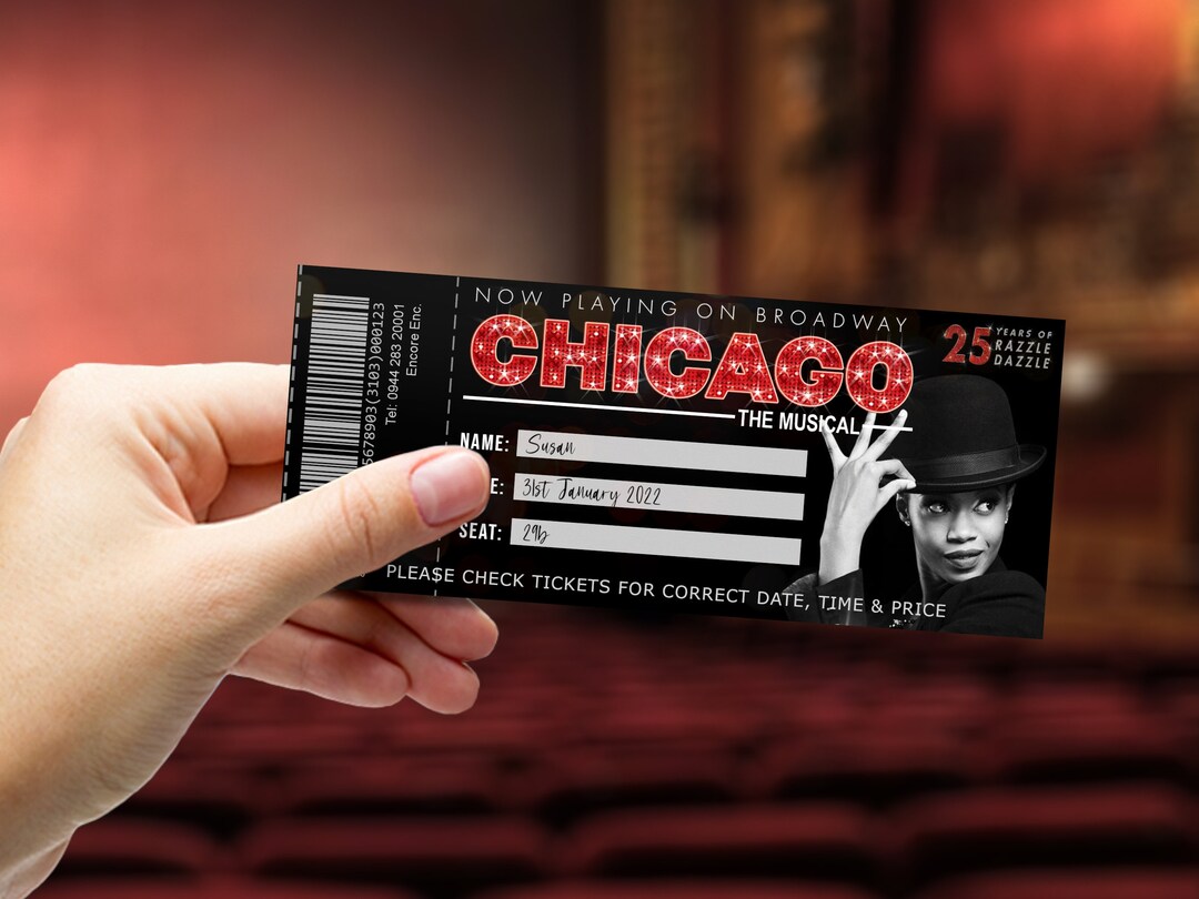 CHICAGO Musical Printable Broadway West End Gift Ticket Editable