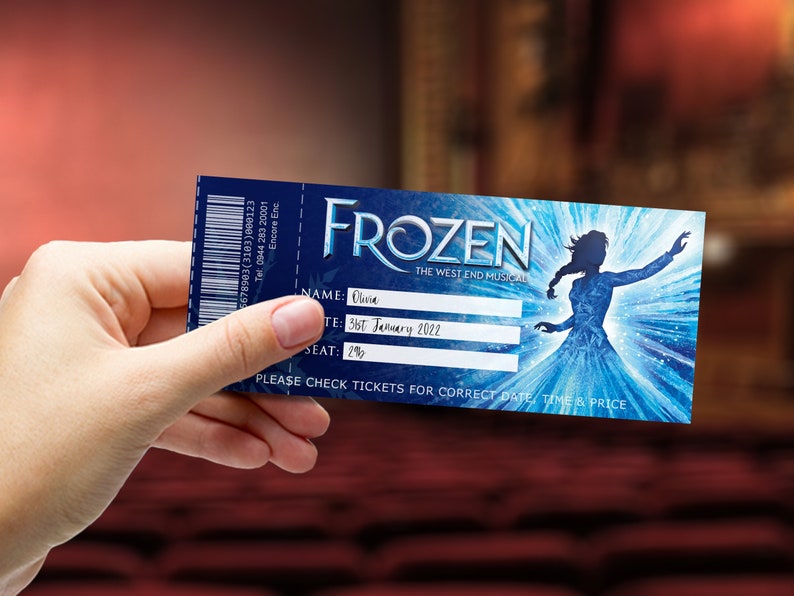 FROZEN Ticket Printable Broadway Gift Ticket Editable Etsy UK
