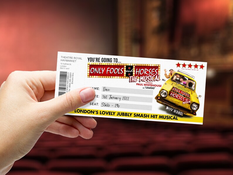 ONLY FOOLS and HORSES the Musical Printable Gift Ticket Etsy Ireland