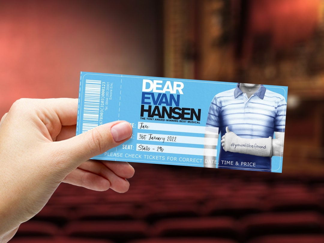 DEAR EVAN HANSEN Printable Ticket Musical Broadway West End Etsy