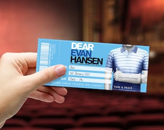 DEAR EVAN HANSEN Printable Ticket - Musical Broadway West End Gift Ticket - Editable Personalised Theatre Suprise - Pdf Instant Download