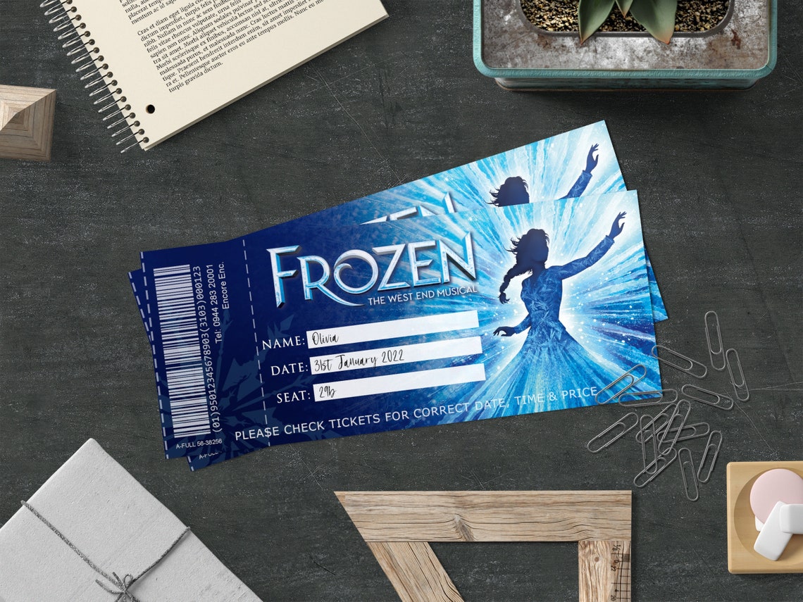 FROZEN Ticket Printable Broadway Gift Ticket Editable Etsy
