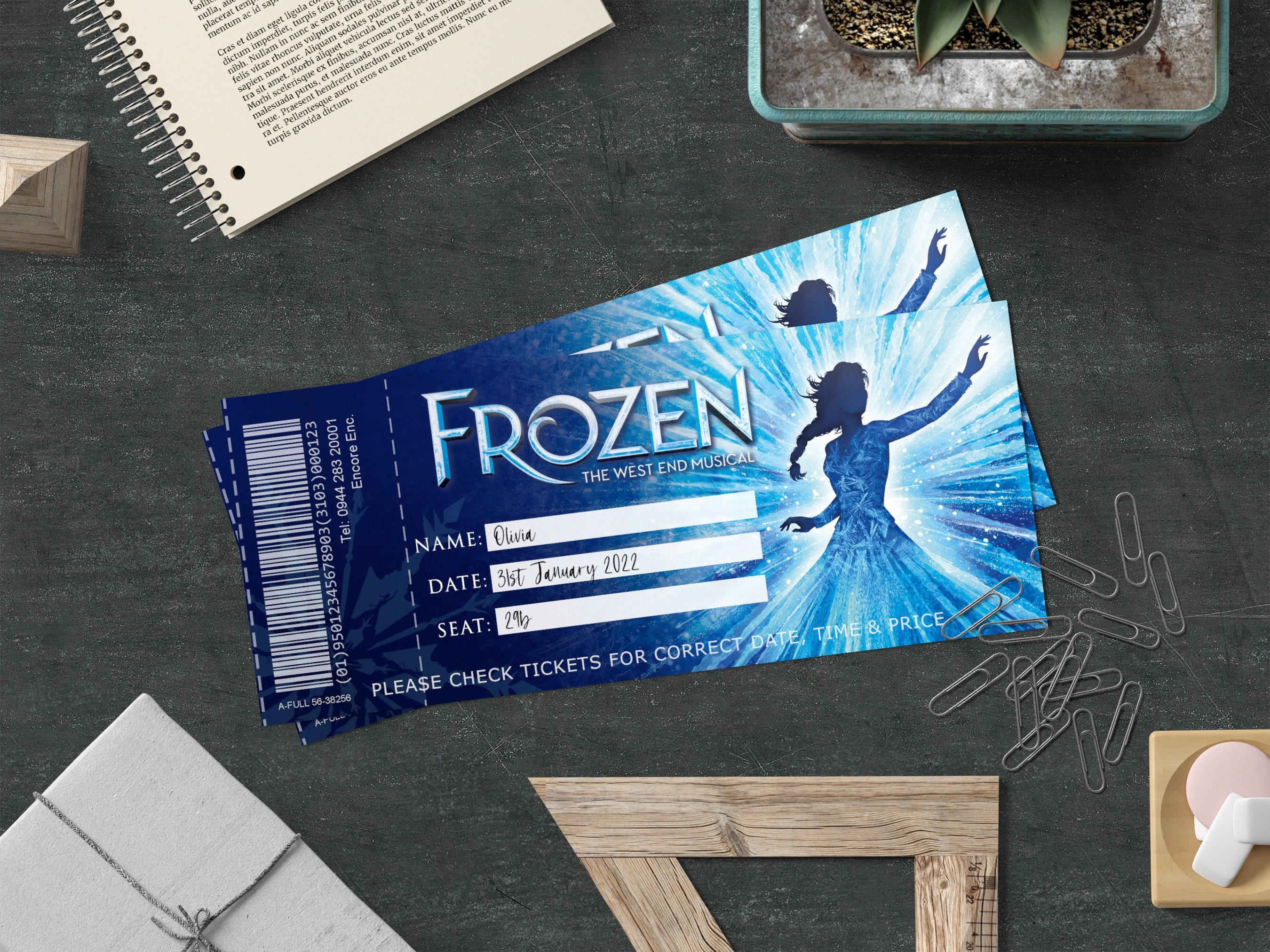 FROZEN Ticket Printable Broadway Gift Ticket Editable Etsy UK