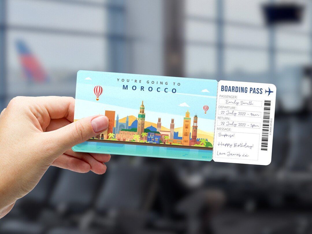 MOROCCO Holiday Surprise Gift Ticket Printable Boarding Pass Souvenir
