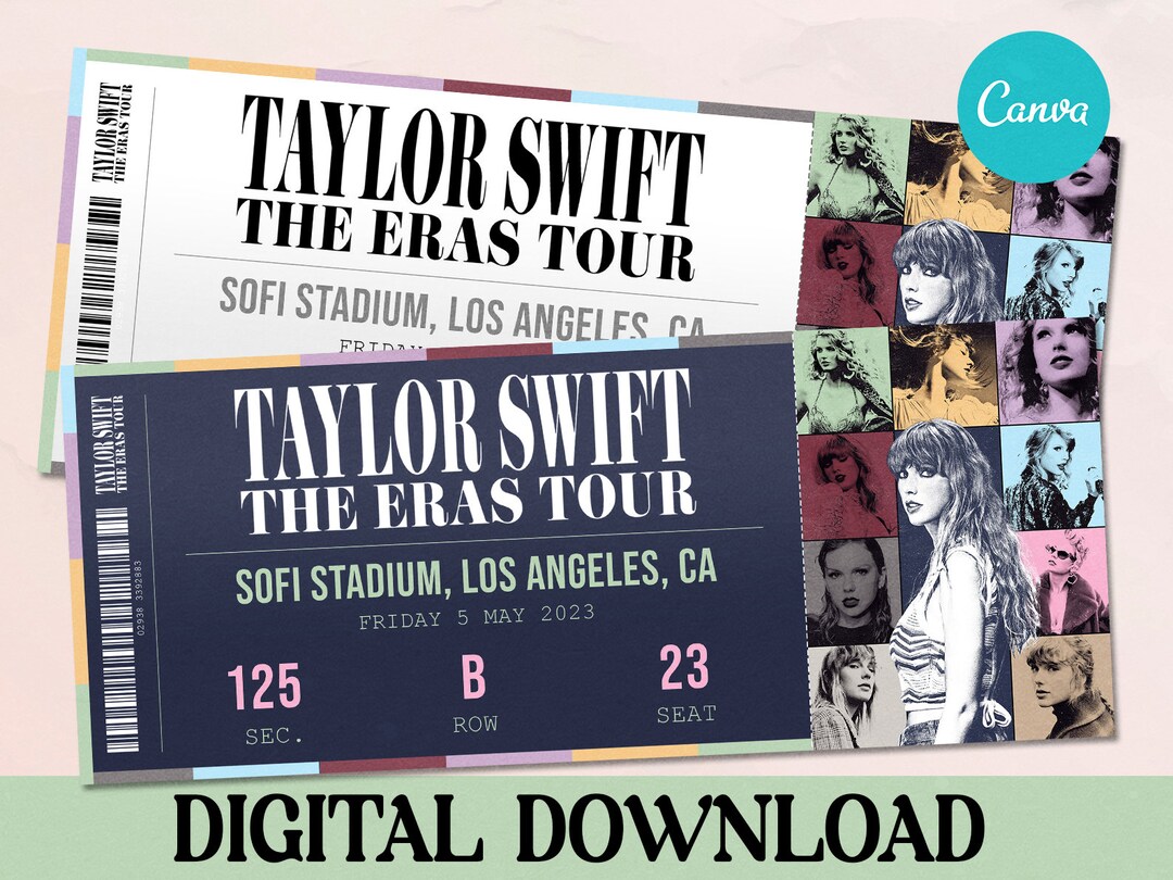 Printable Taylor Concert Ticket, Surprise Taylor Era Tour 2023, Ticket