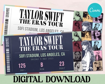 Printable Taylor Concert Ticket, Surprise Taylor Era Tour 2023, Ticket Stub, Concert Keepsake Souvenir and Gift! Instant Download PDF